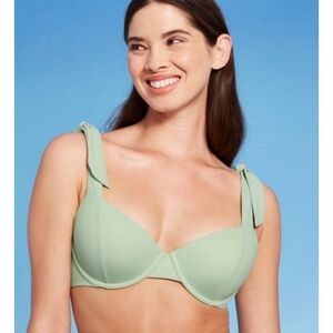 Shade & Shore Shoulder tie Bikini top Light green Various sizes
